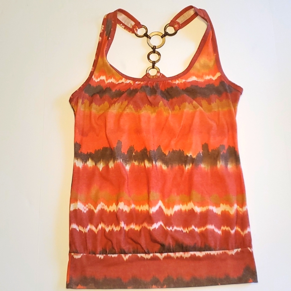 Eyelash Couture Racerback Tank with Faux Wood and Leather Back Accents